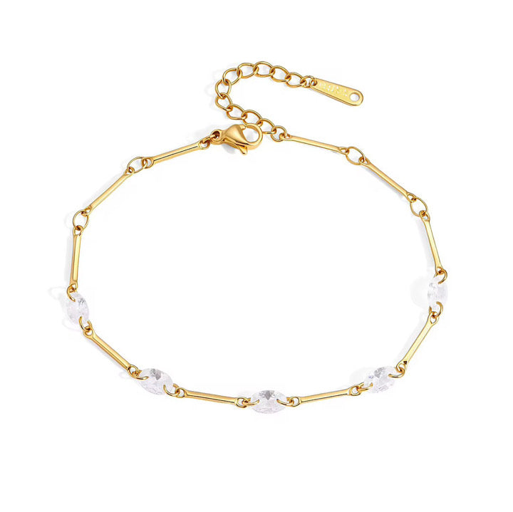 Crystal Bar Link Gold Bracelet