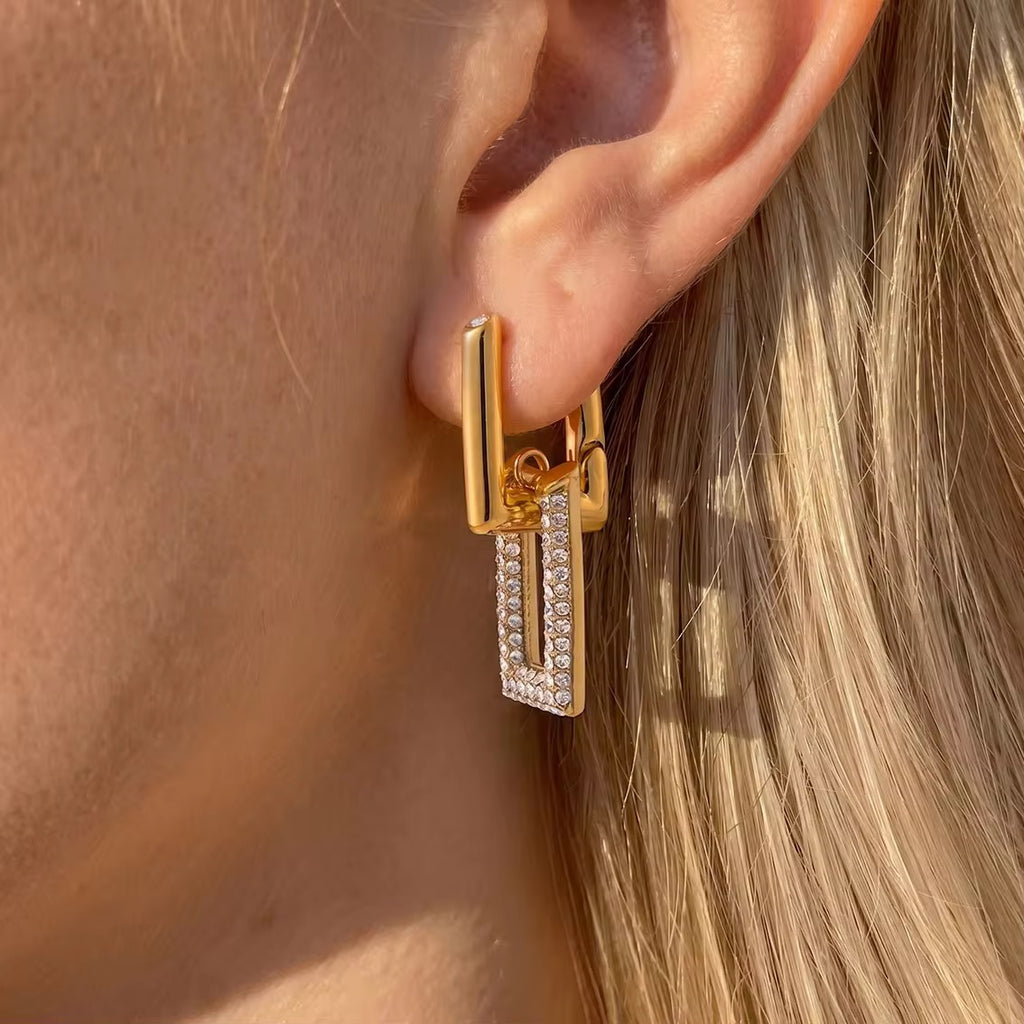Square Diamond Hoops Earing