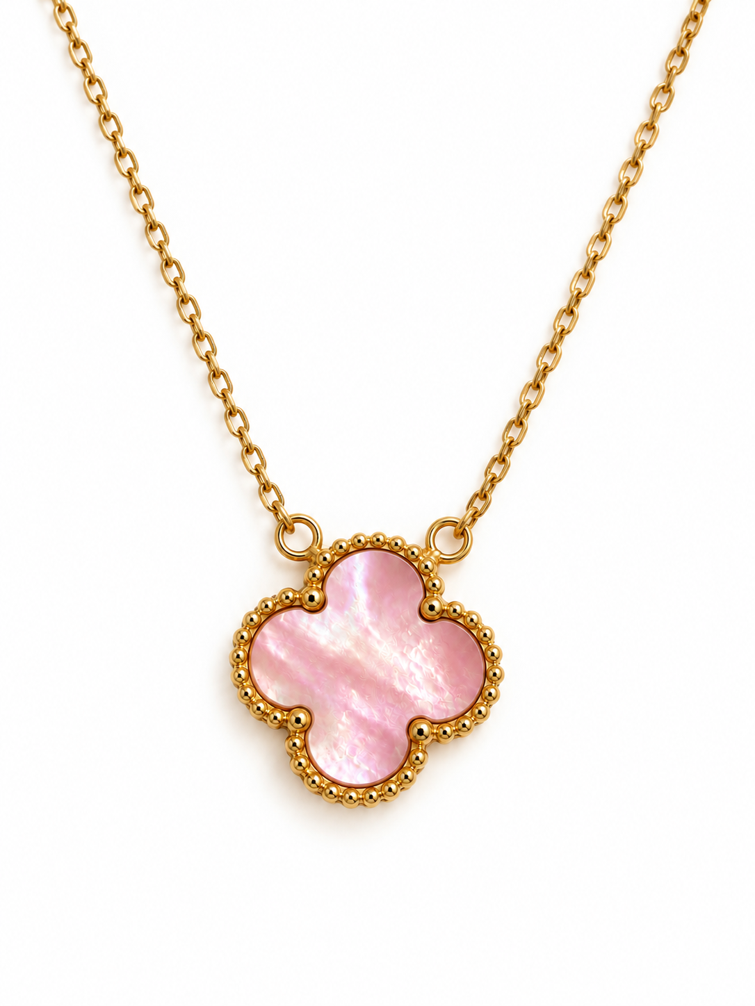 Pink Clover seashell necklace ( natural seashell)