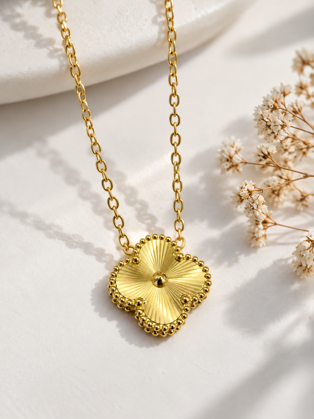 Laser Gold Clover Necklace