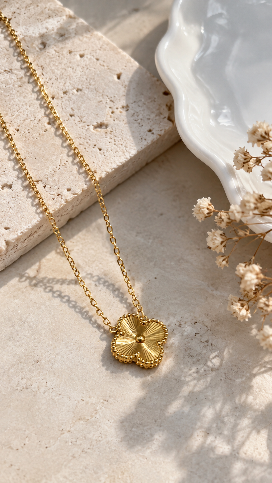 Laser Gold Clover Necklace