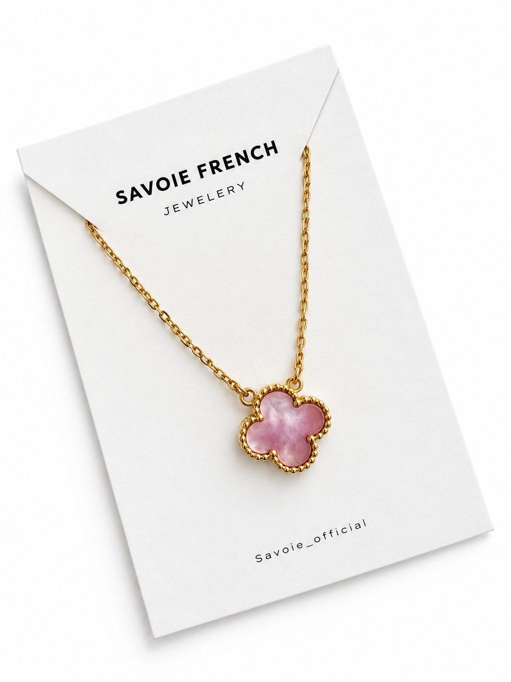 Pink Clover seashell necklace ( natural seashell)